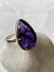 Blue John Silver Teardrop Ring - 2.3cm x 1.4cm