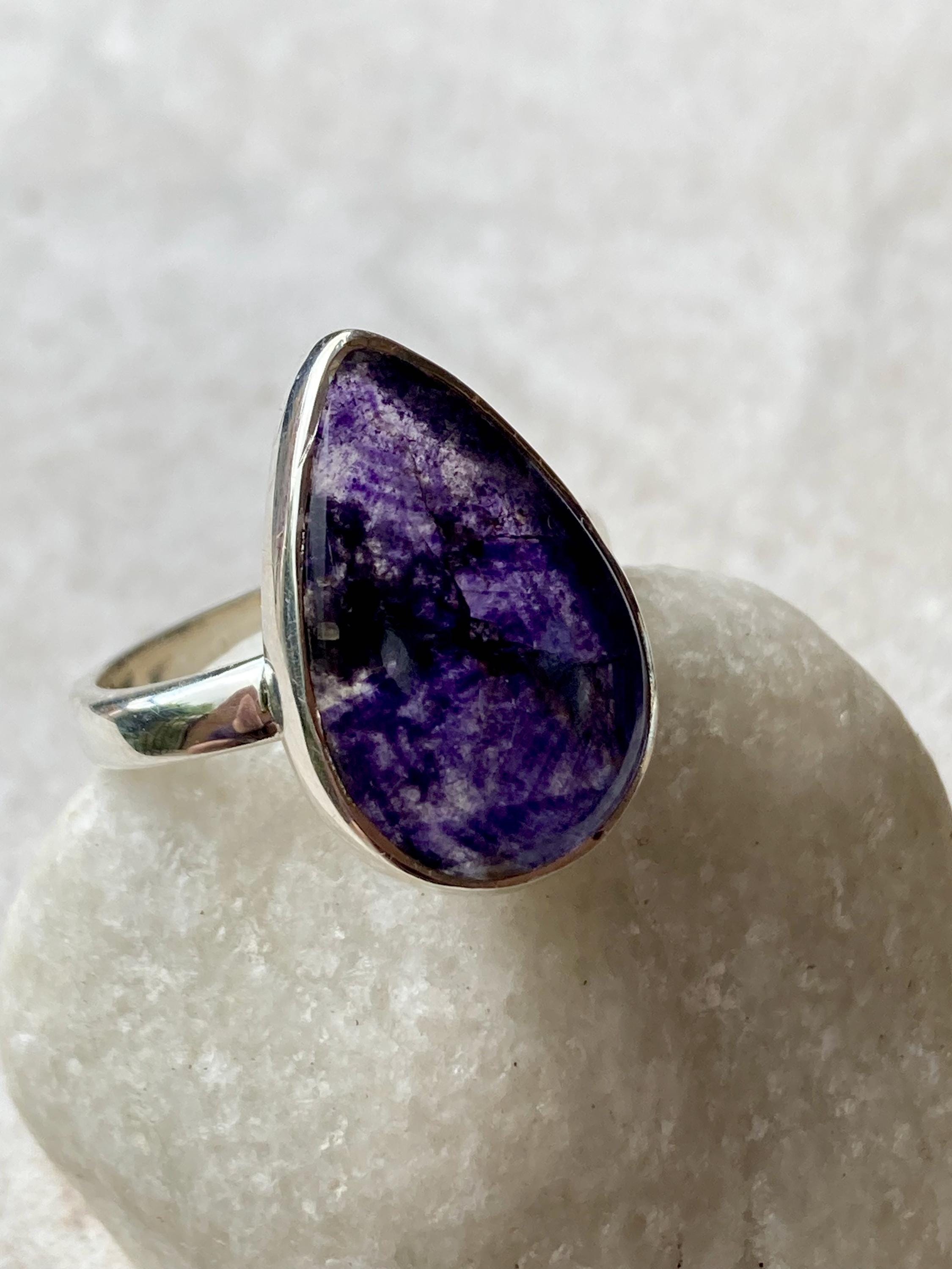 Blue John Silver Teardrop Ring - 2.3cm x 1.4cm
