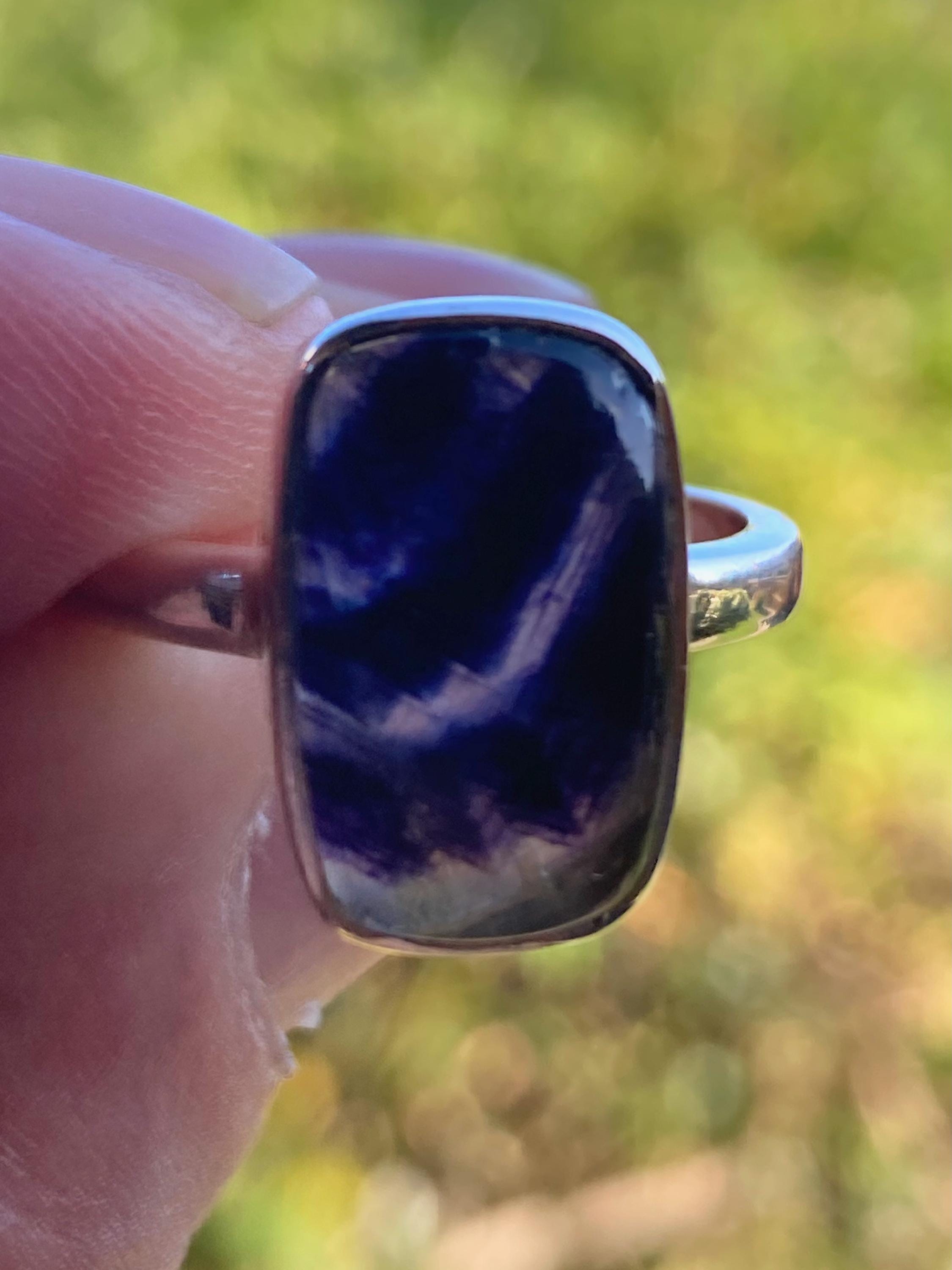 Blue John Silver Baguette Ring