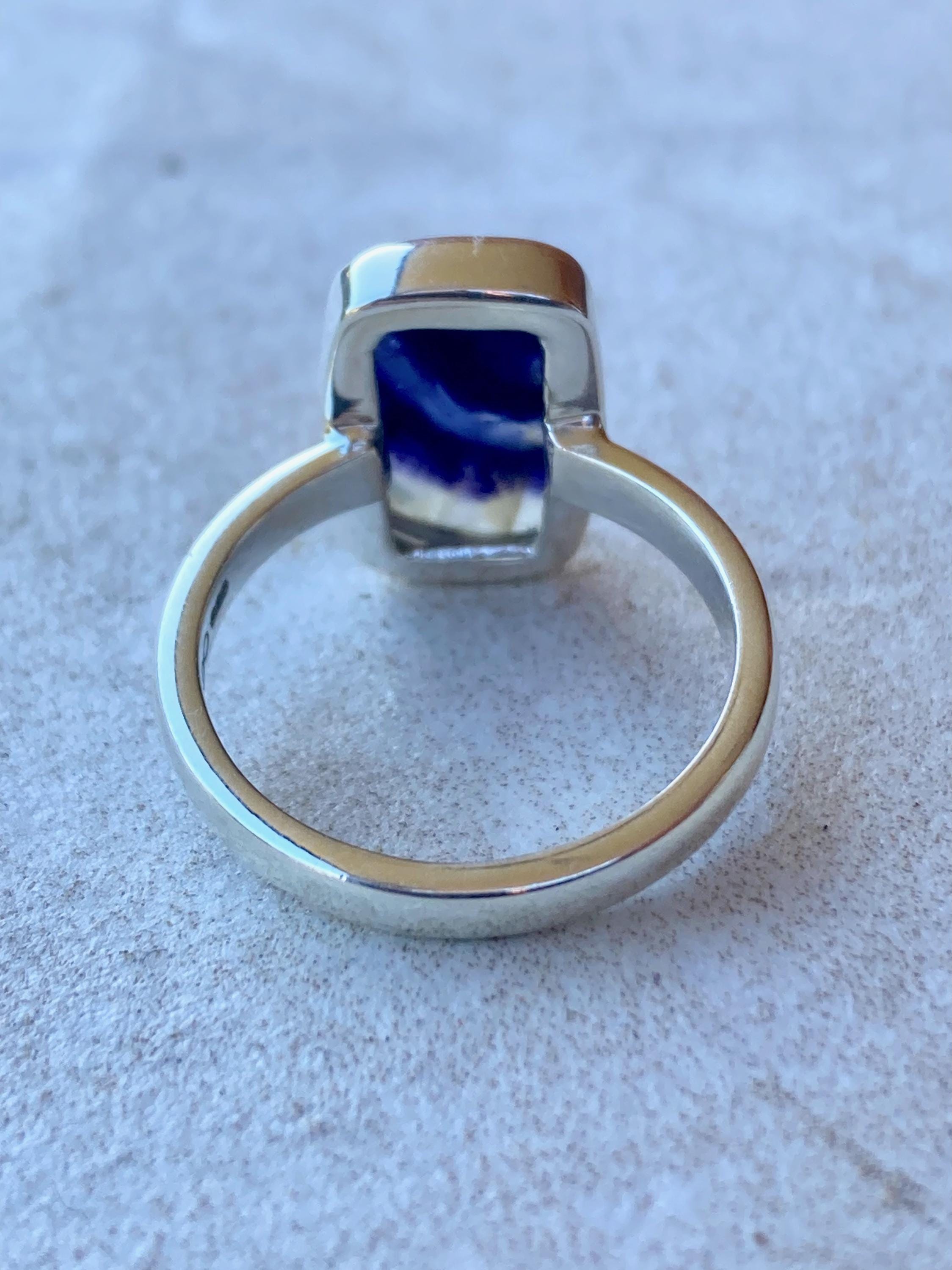 Blue John Silver Baguette Ring