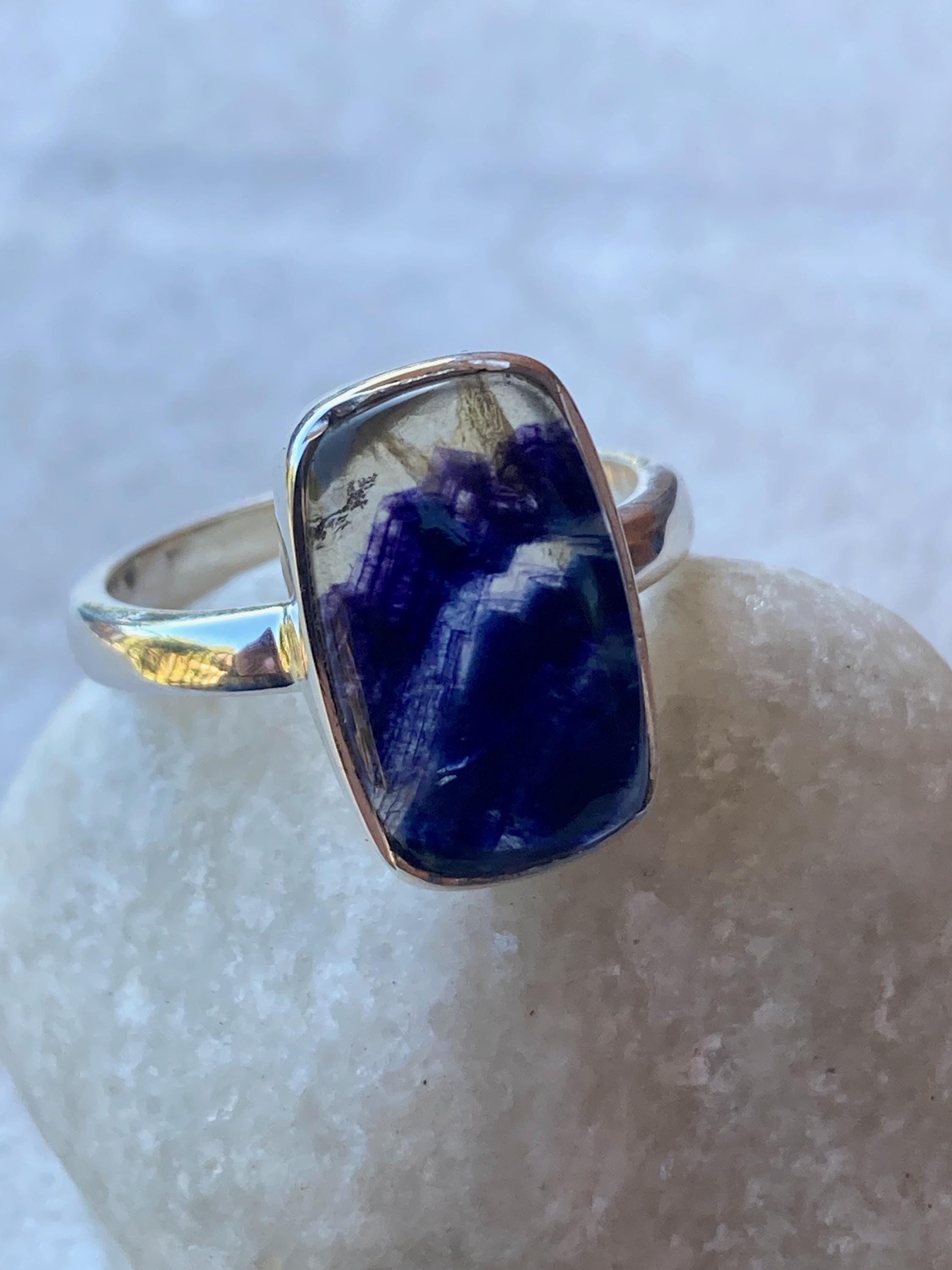 Blue John Silver Baguette Ring