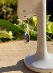 Raw Blue Sapphire Dangle Earrings: Sterling Silver September Birthstone