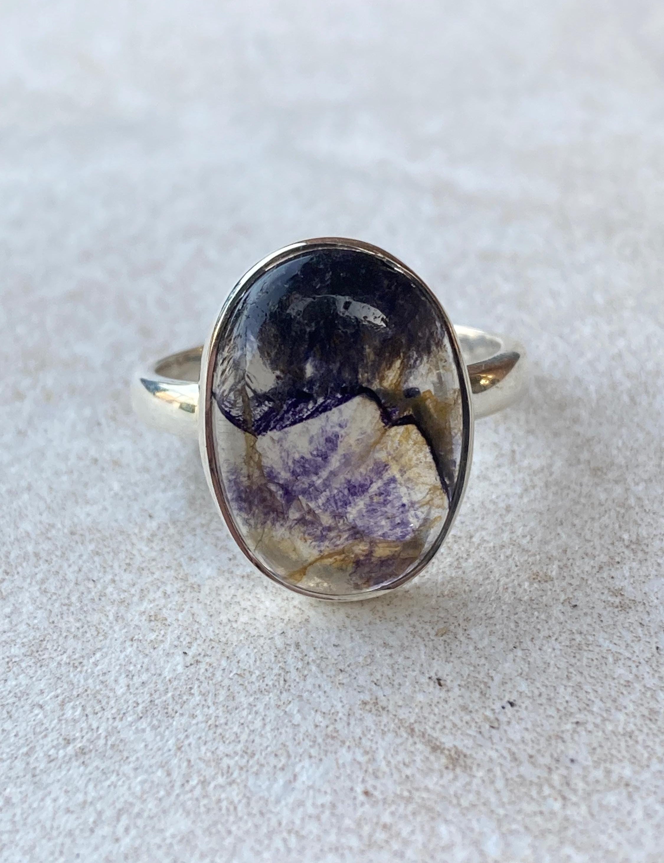 Blue John Silver Oval Ring 18mm x 13mm