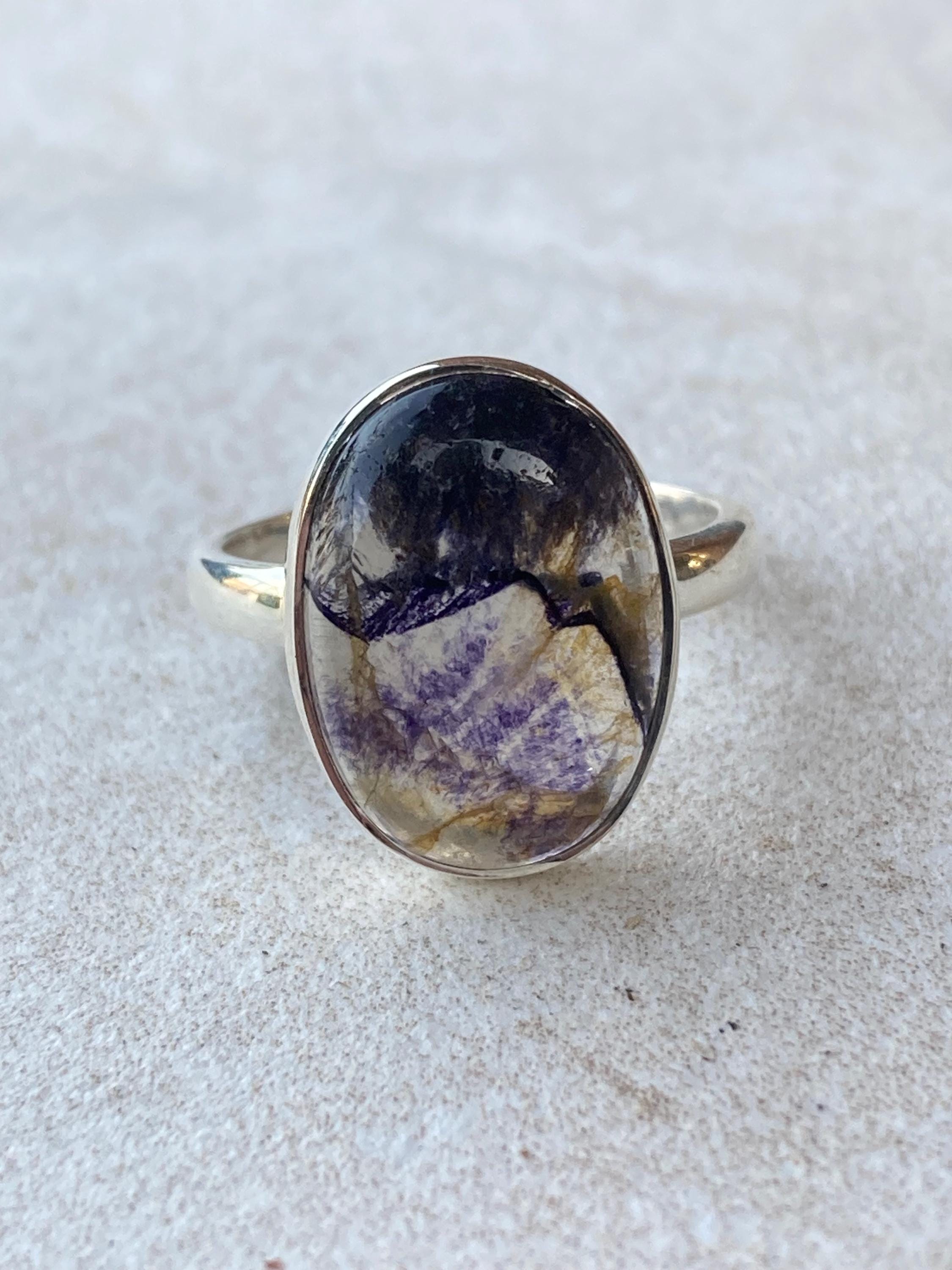 Blue John Silver Oval Ring 18mm x 13mm