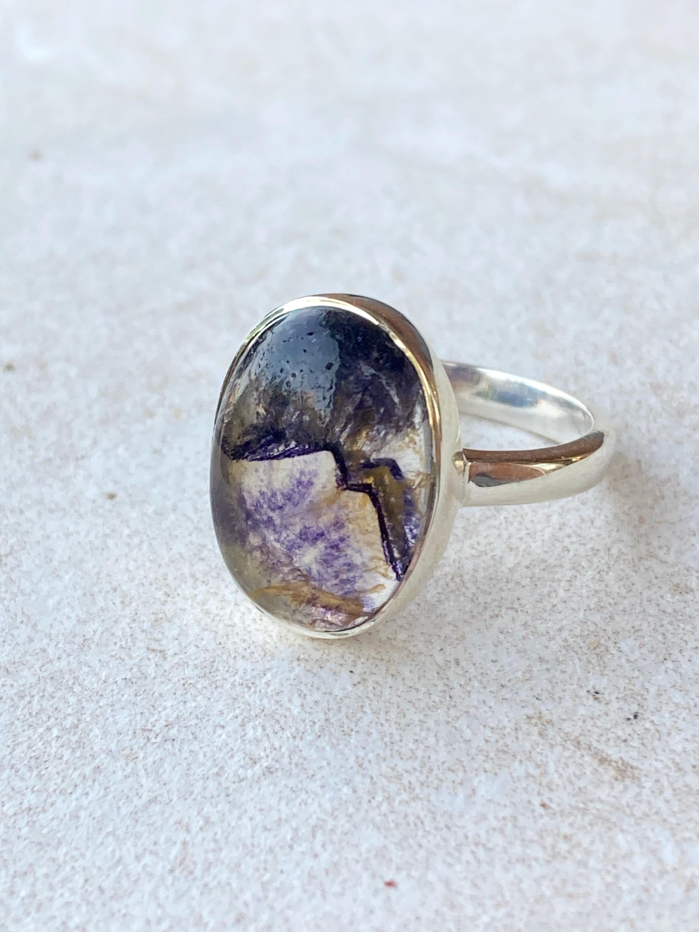 Blue John Silver Oval Ring 18mm x 13mm