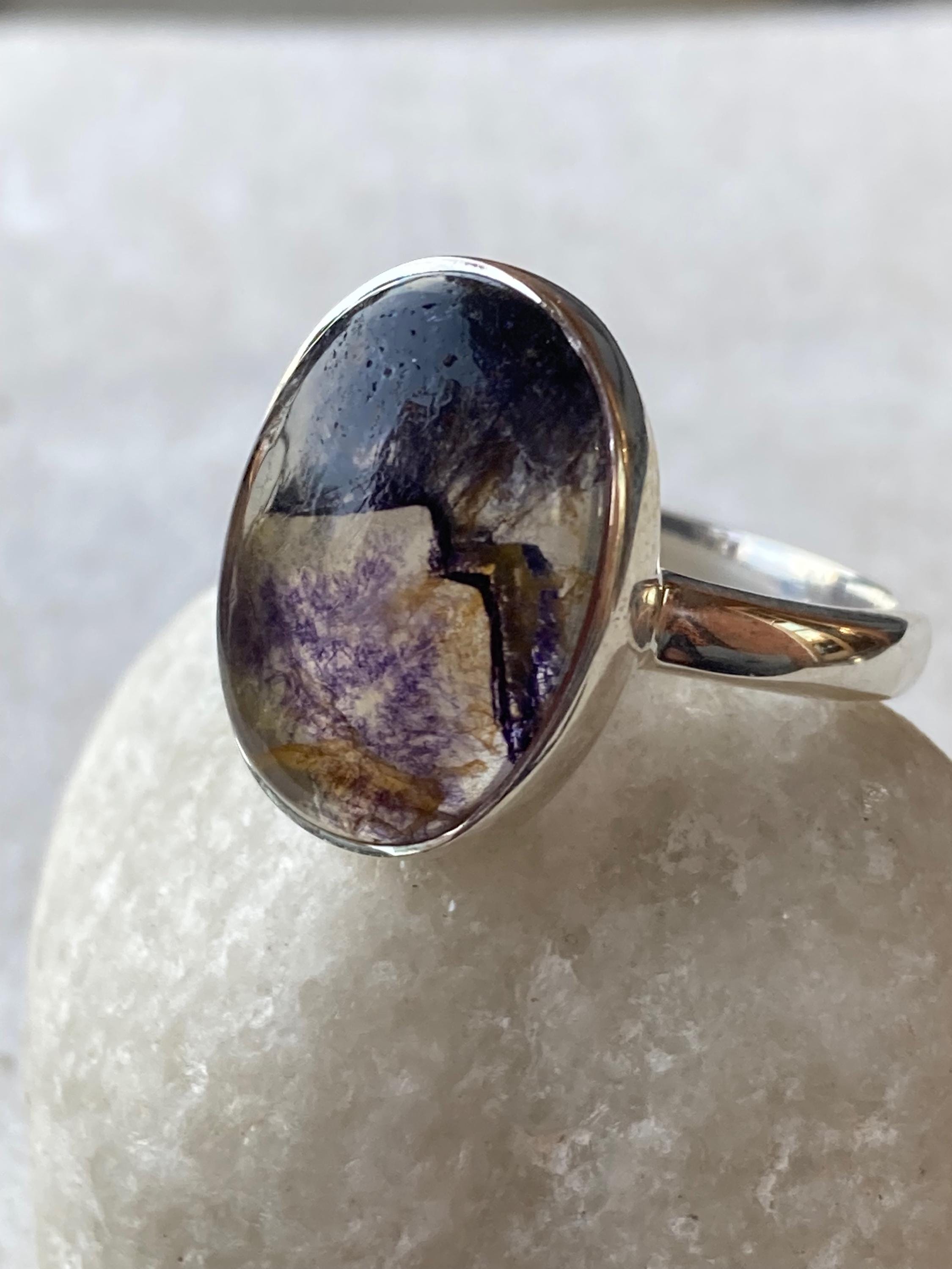 Blue John Silver Oval Ring 18mm x 13mm