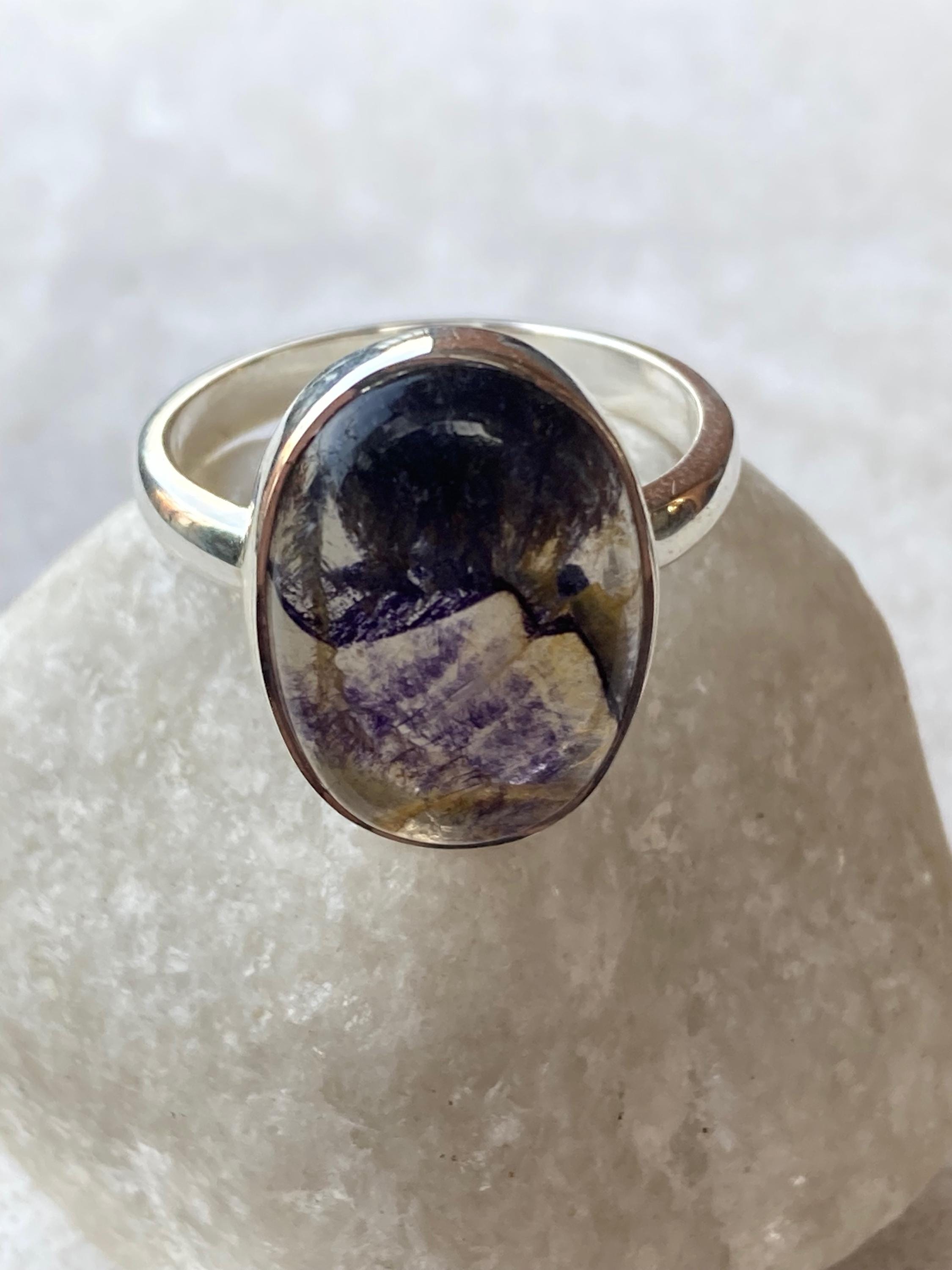 Blue John Silver Oval Ring 18mm x 13mm