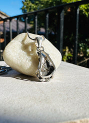 Meteorite Campo Del Cielo Pendant, 20mm x 11mm Sterling Silver, Handmade UK gift