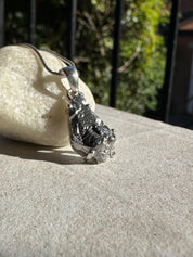 Meteorite Campo Del Cielo Pendant, 20mm x 11mm Sterling Silver, Handmade UK gift