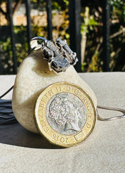 Meteorite Campo Del Cielo Pendant, 16mm 11mm Sterling Silver, Handmade UK gift