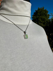 Sterling Opal Pendant: Emerald Cut Sterling Silver Handmade Necklace