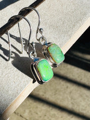 Sterling Silver Monarch Opal Earrings: Emerald Cut, Handmade