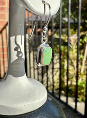Sterling Silver Monarch Opal Earrings: Emerald Cut, Handmade