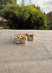 Oval Cut Mystic Topaz Sterling Silver Dangle Earrings