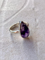 Unique Blue John Ring, Teardrop 18mm x 11mm, Sterling Silver, Handmade Derbyshire UK gift