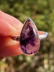 Unique Blue John Ring, Teardrop 18mm x 11mm, Sterling Silver, Handmade Derbyshire UK gift