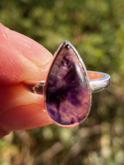 Unique Blue John Ring, Teardrop 18mm x 11mm, Sterling Silver, Handmade Derbyshire UK gift