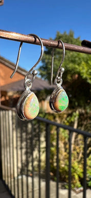 Sterling Opal Monarch Earrings, Teardrop Sterling Silver, Handmade