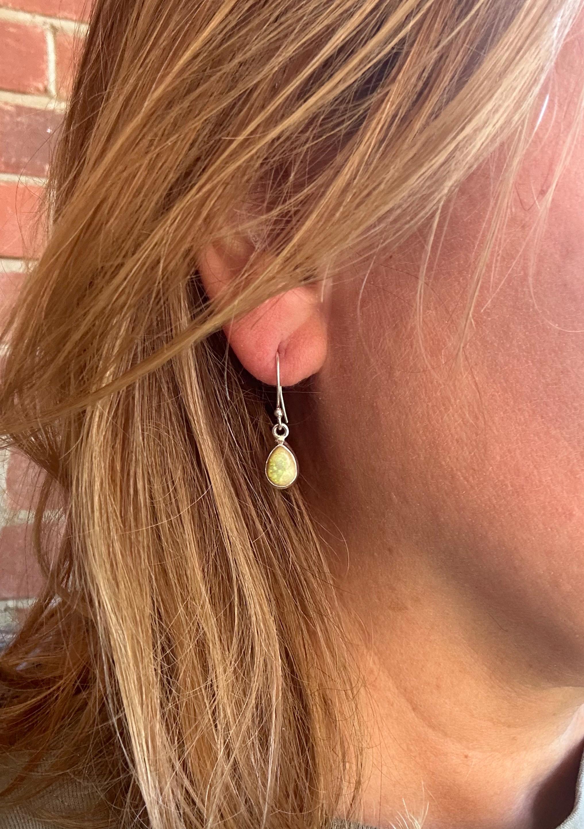 Sterling Opal Monarch Earrings, Teardrop Sterling Silver, Handmade