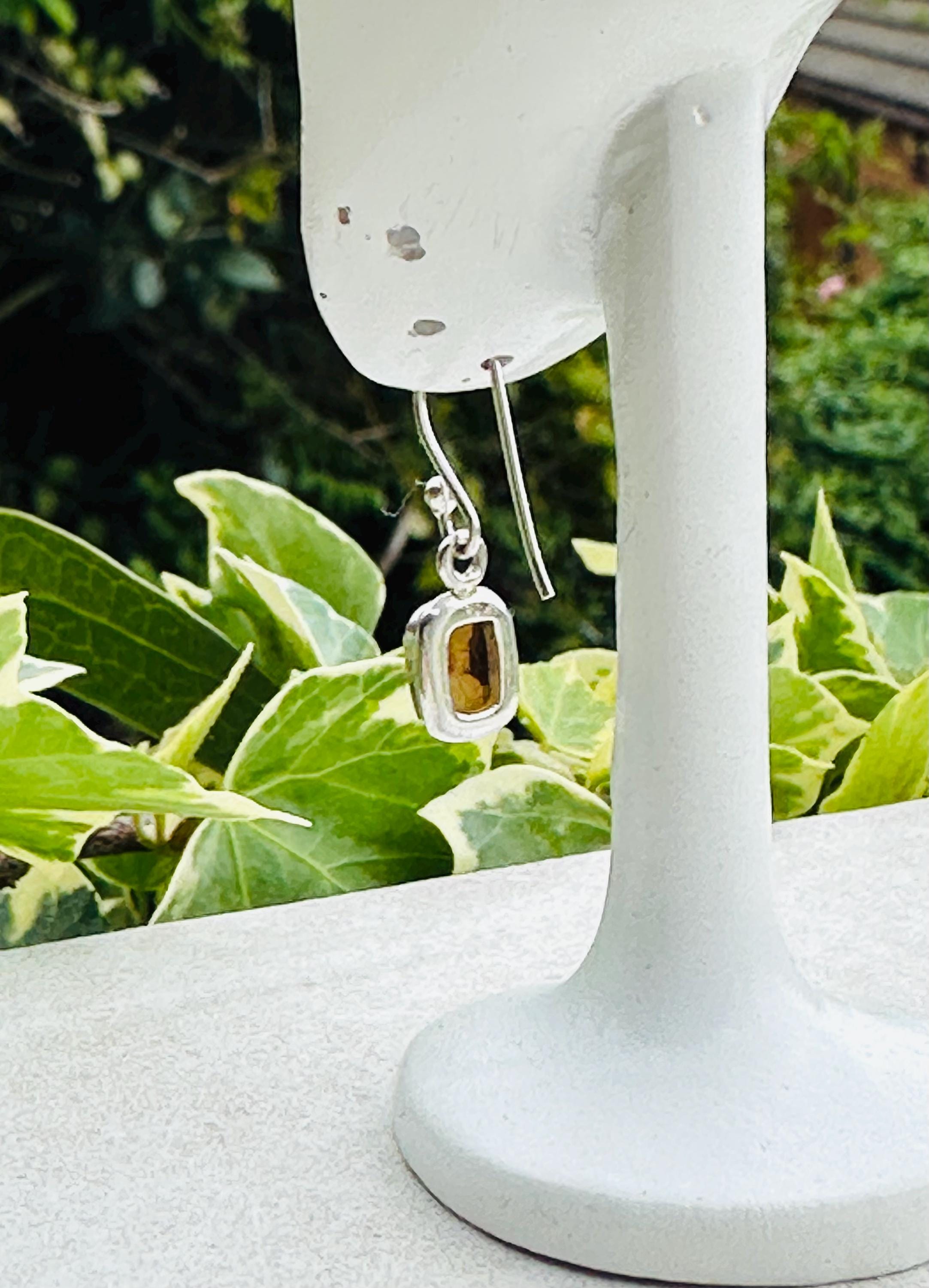 Sterling Opal Monarch Earrings, Sterling Silver Emerald Cut, Handmade