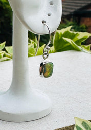 Sterling Opal Monarch Earrings, Sterling Silver Emerald Cut, Handmade