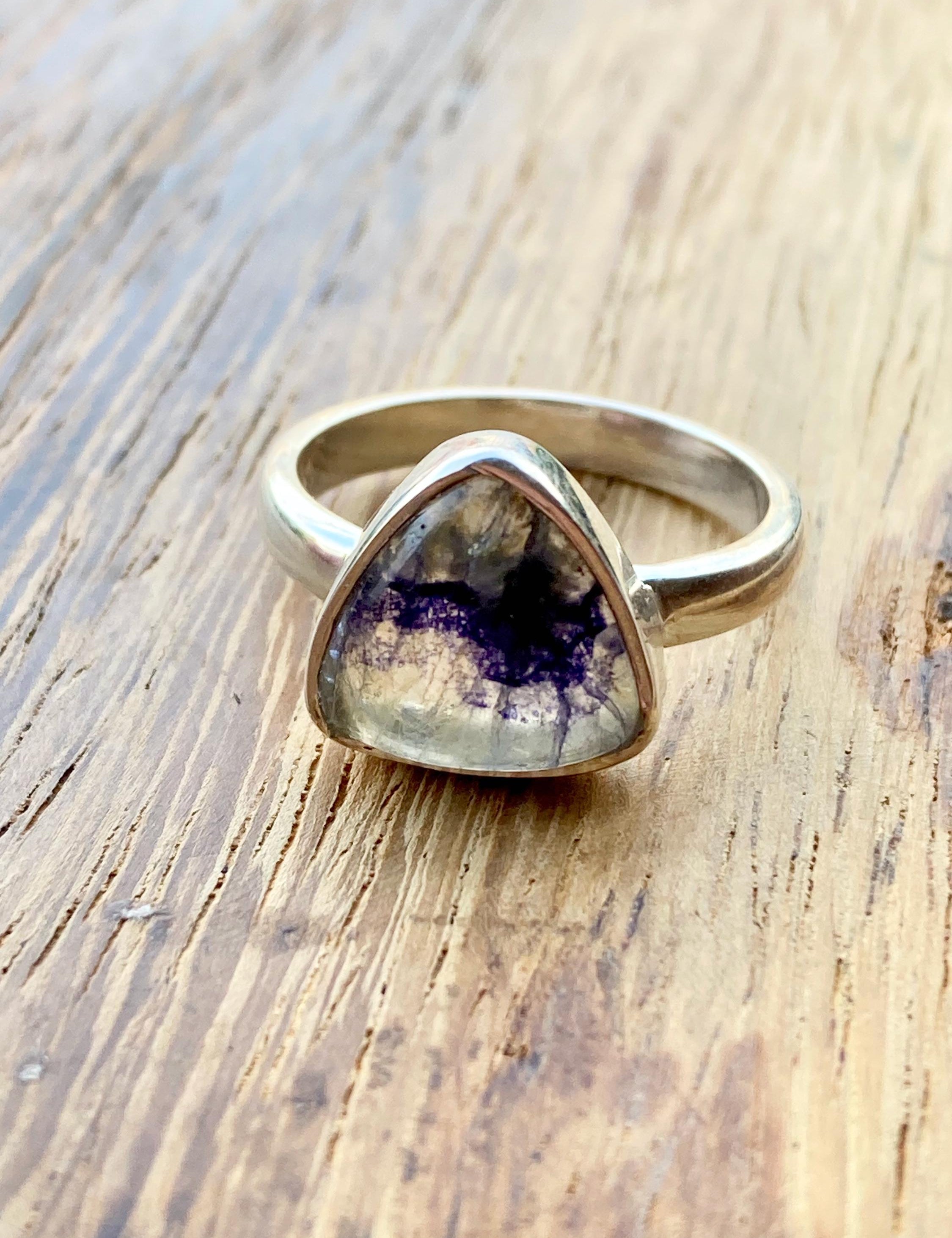 Blue John Silver Oval Ring 13mm x 13mm