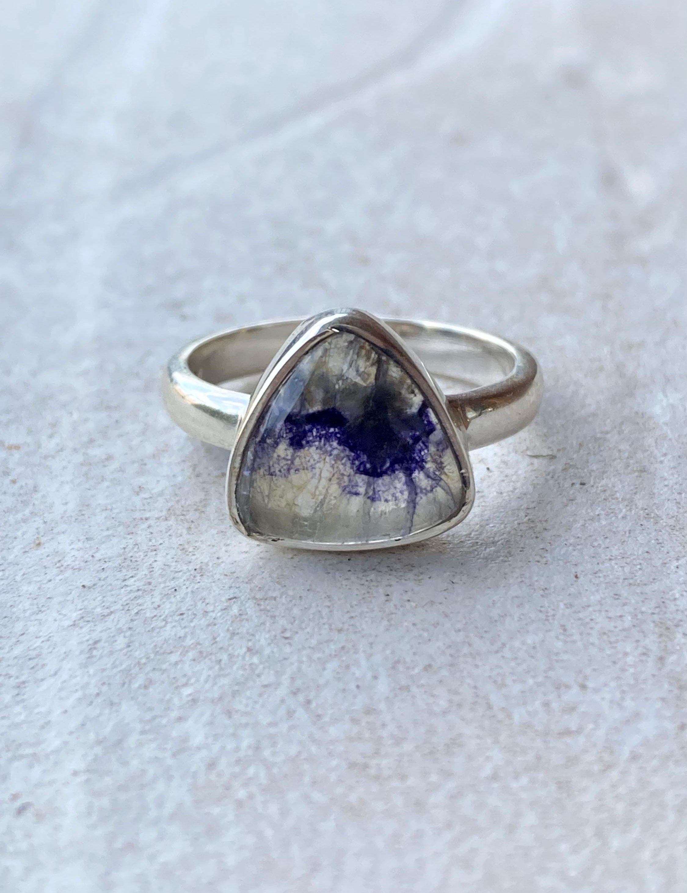 Blue John Silver Oval Ring 13mm x 13mm