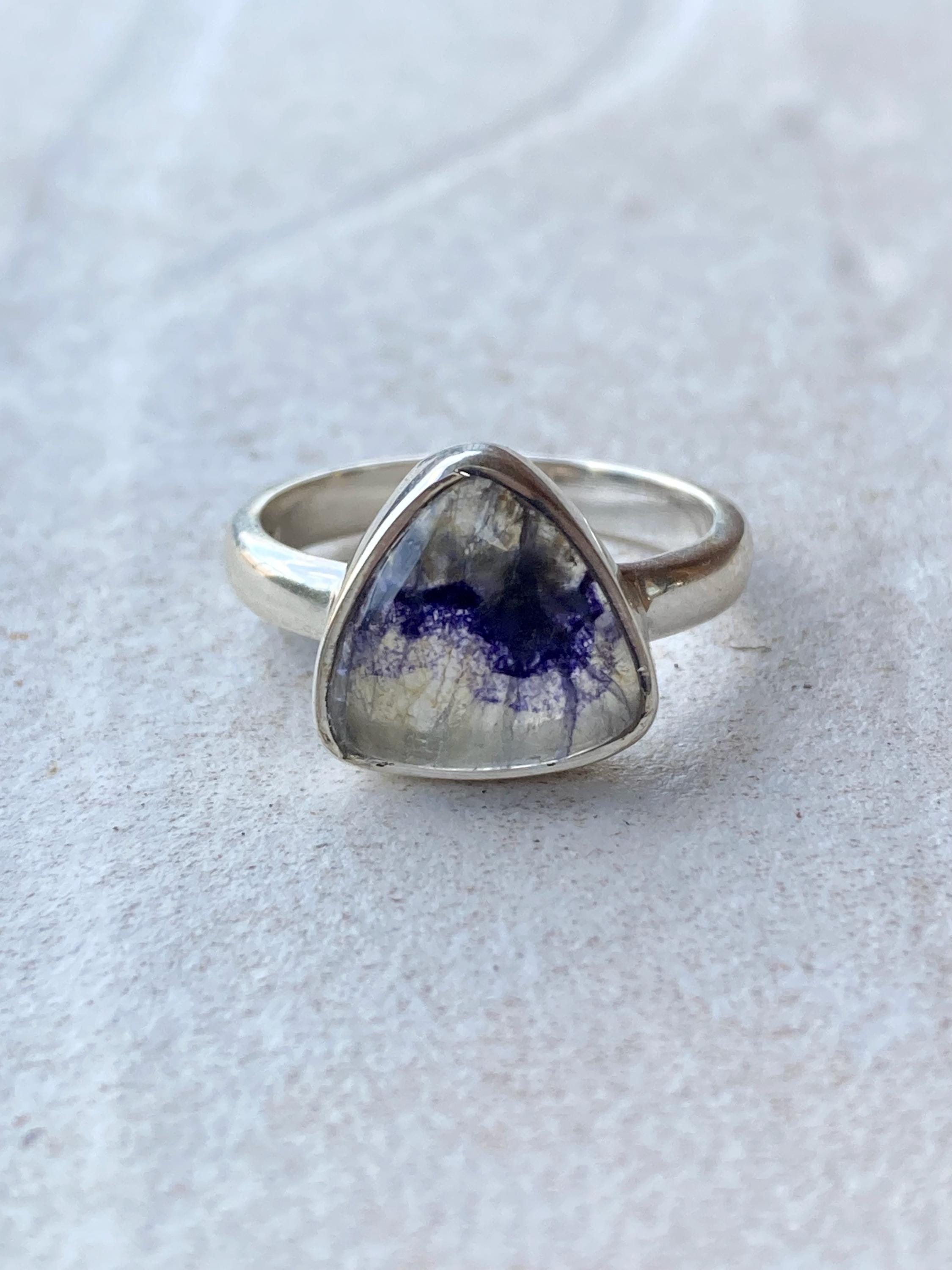 Blue John Silver Oval Ring 13mm x 13mm