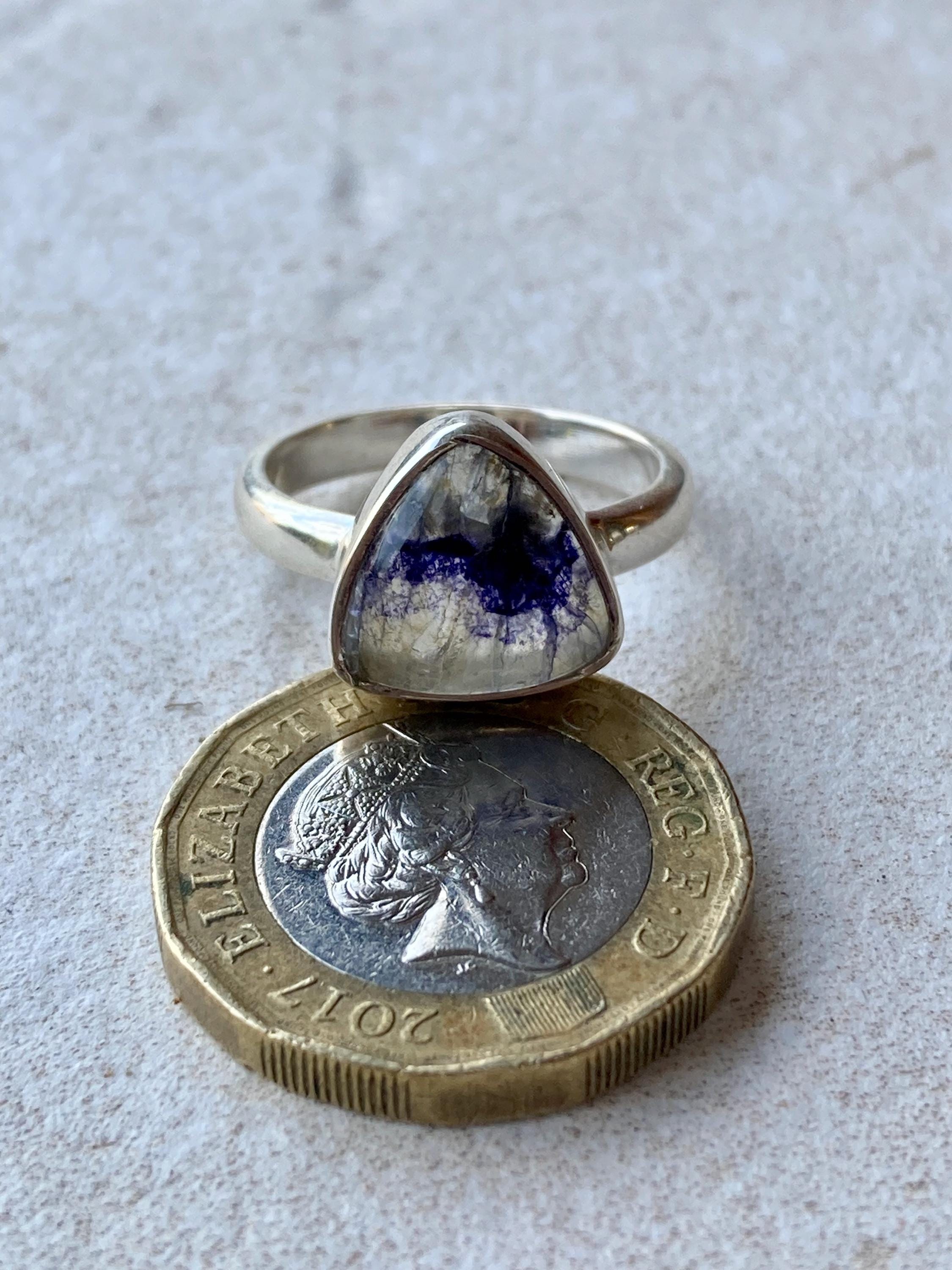 Blue John Silver Oval Ring 13mm x 13mm