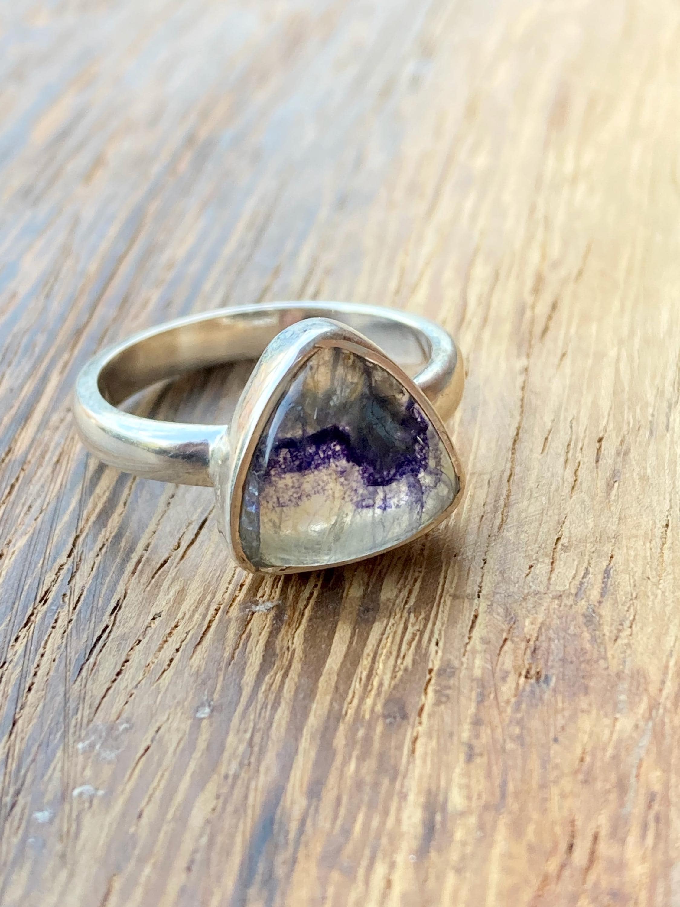 Blue John Silver Oval Ring 13mm x 13mm