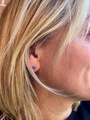 Australian Opal Stud Earrings, Oval Sterling Silver Handmade UK