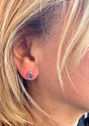 Australian Opal Stud Earrings, Oval Sterling Silver Handmade UK