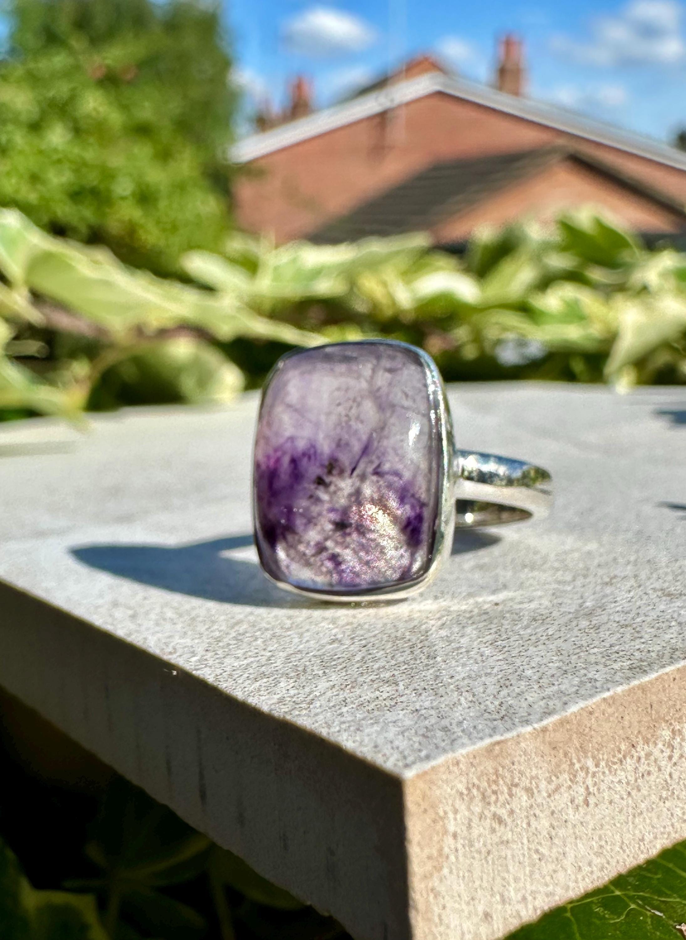 Blue John Ring: Handmade 925 Sterling Silver,Size N 1/2 (7) Derbyshire UK