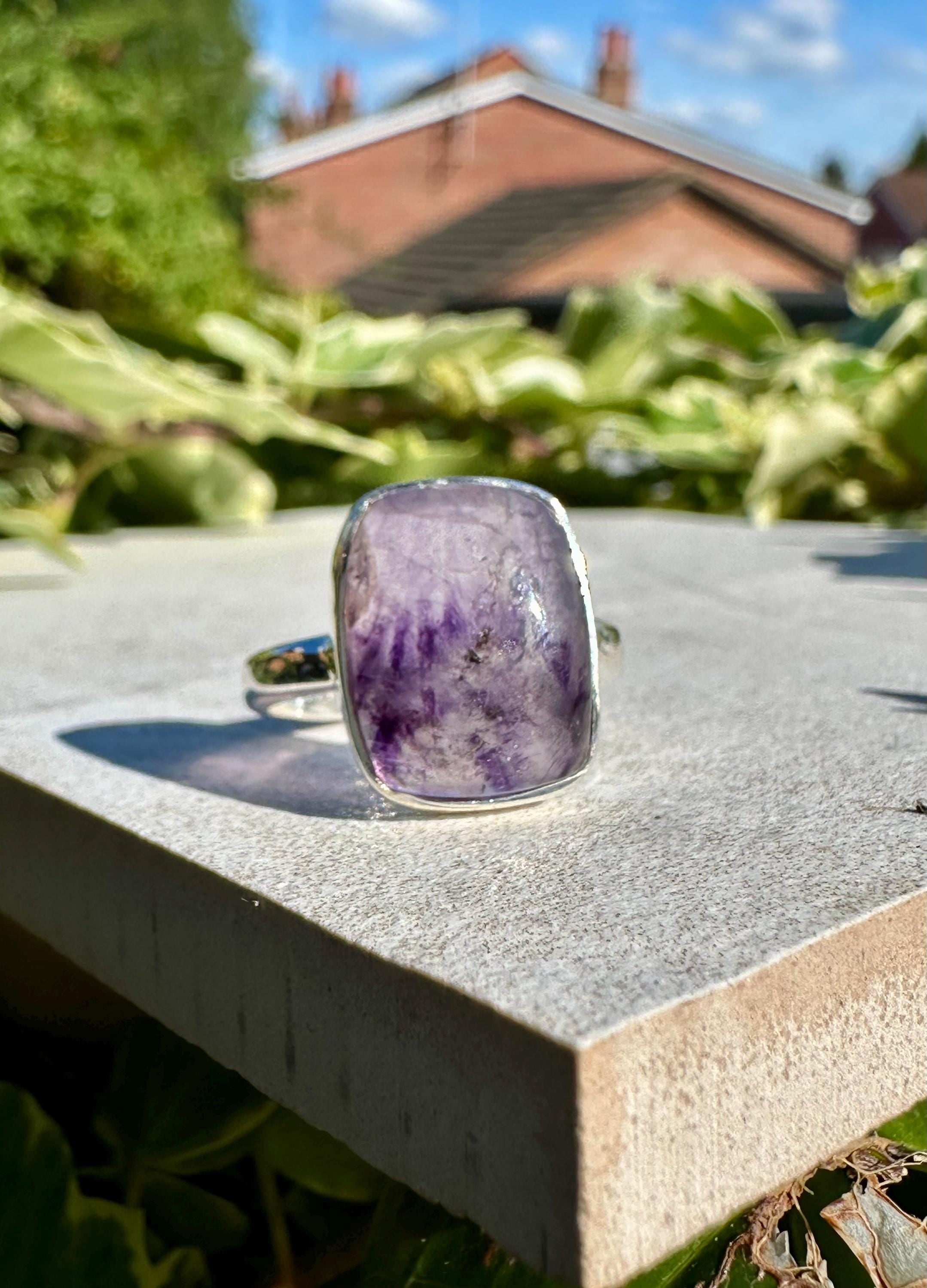 Blue John Ring: Handmade 925 Sterling Silver,Size N 1/2 (7) Derbyshire UK
