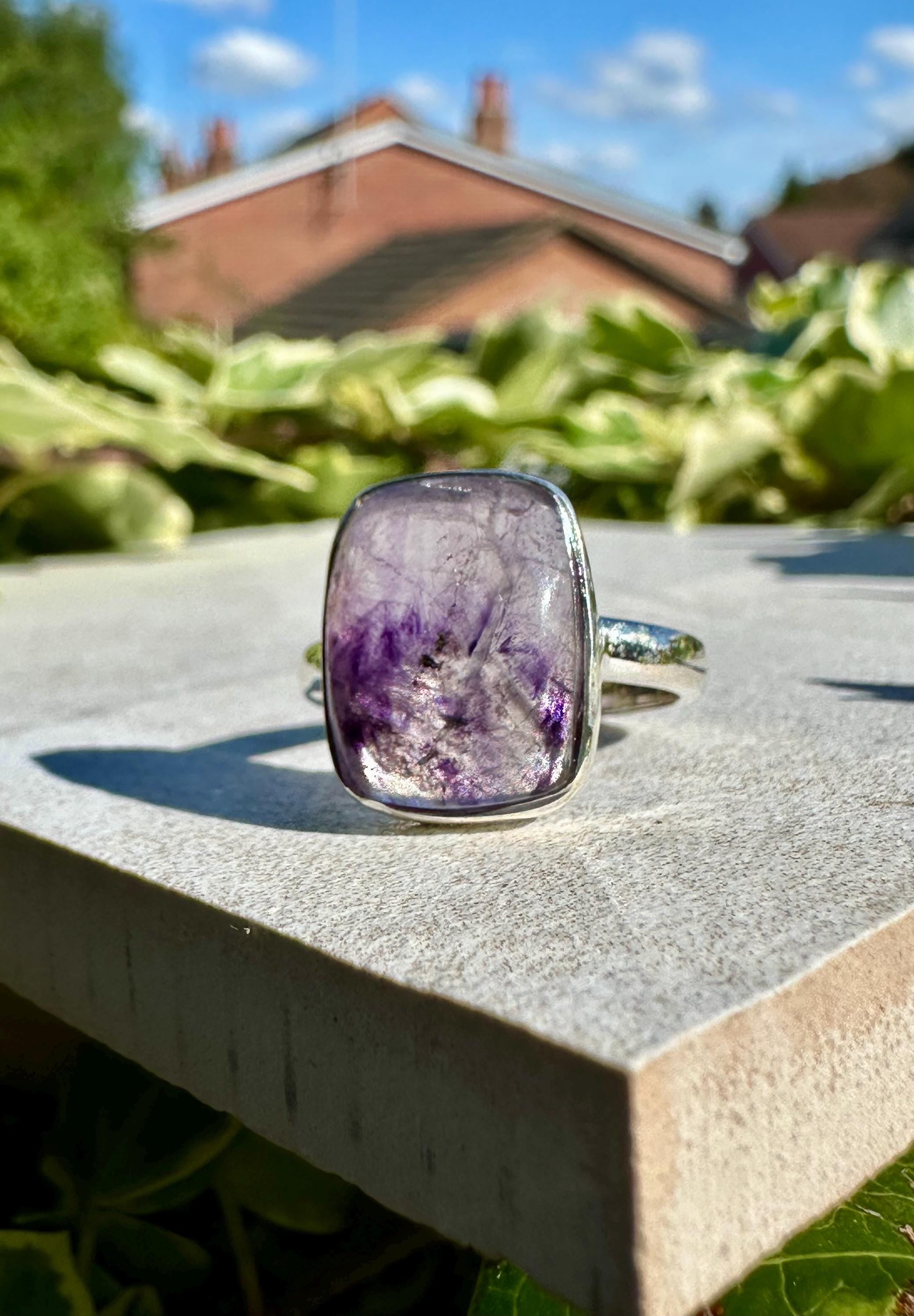 Blue John Ring: Handmade 925 Sterling Silver,Size N 1/2 (7) Derbyshire UK