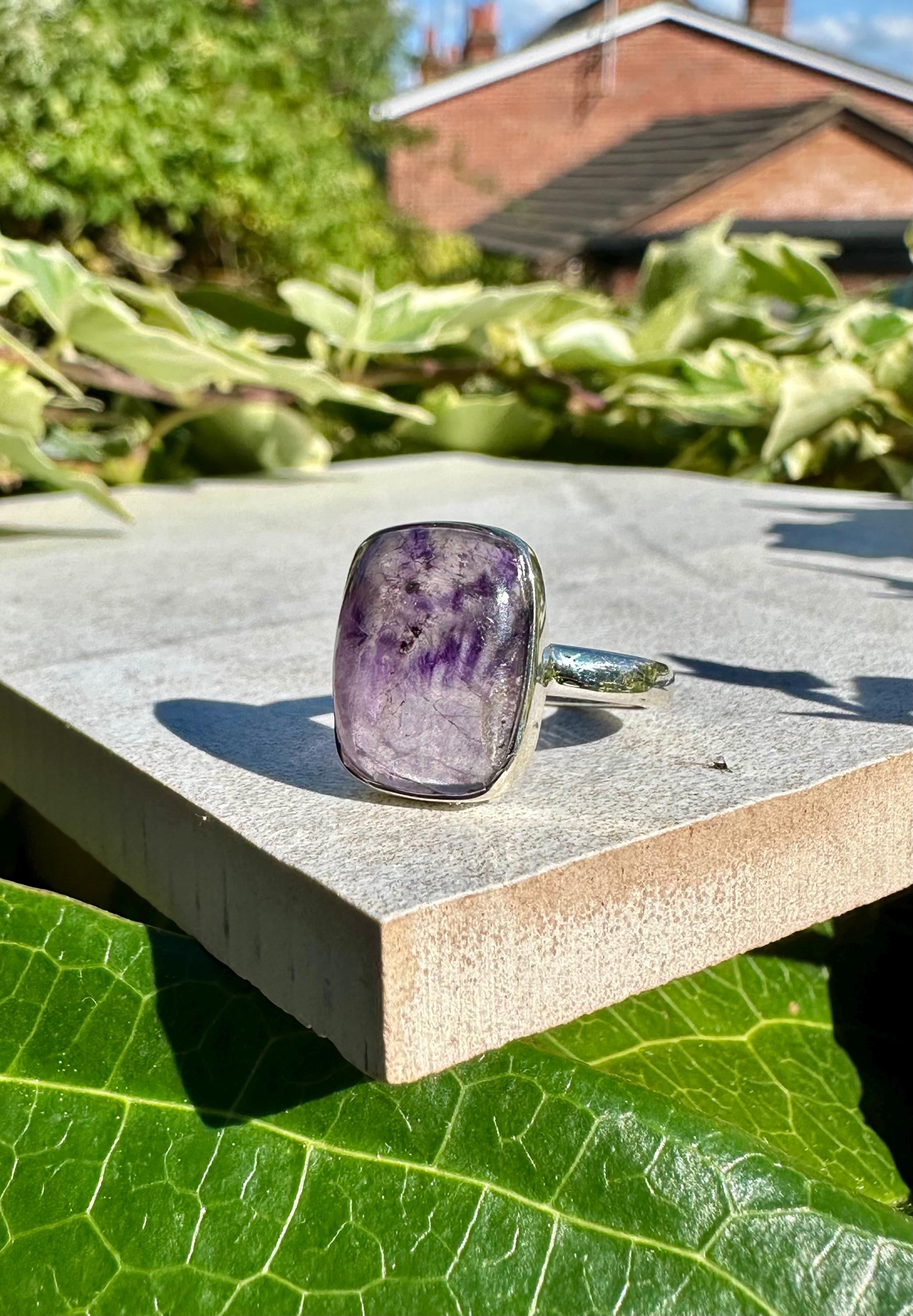 Blue John Ring: Handmade 925 Sterling Silver,Size N 1/2 (7) Derbyshire UK