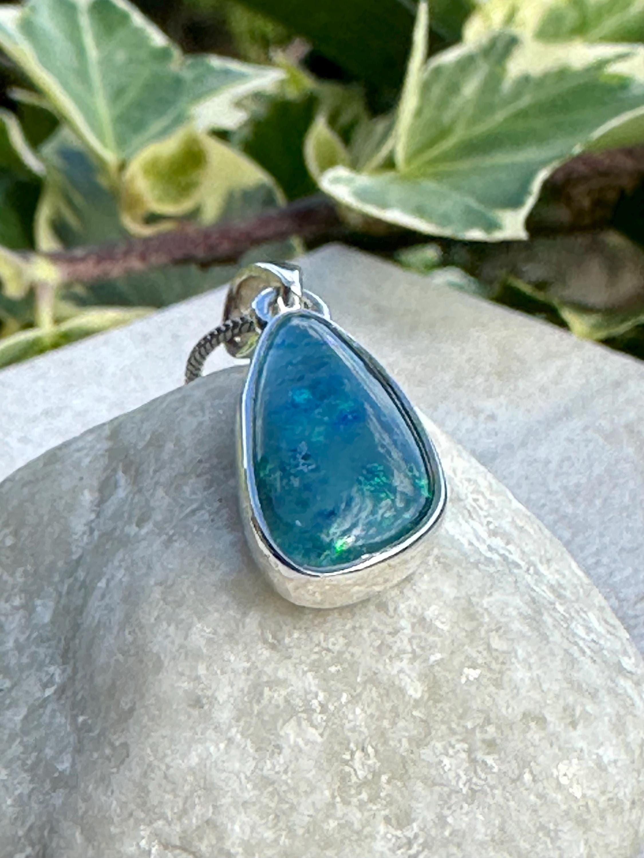 Natural Australian Pendant 19mm x 11mm Sterling Silver Handmade UK