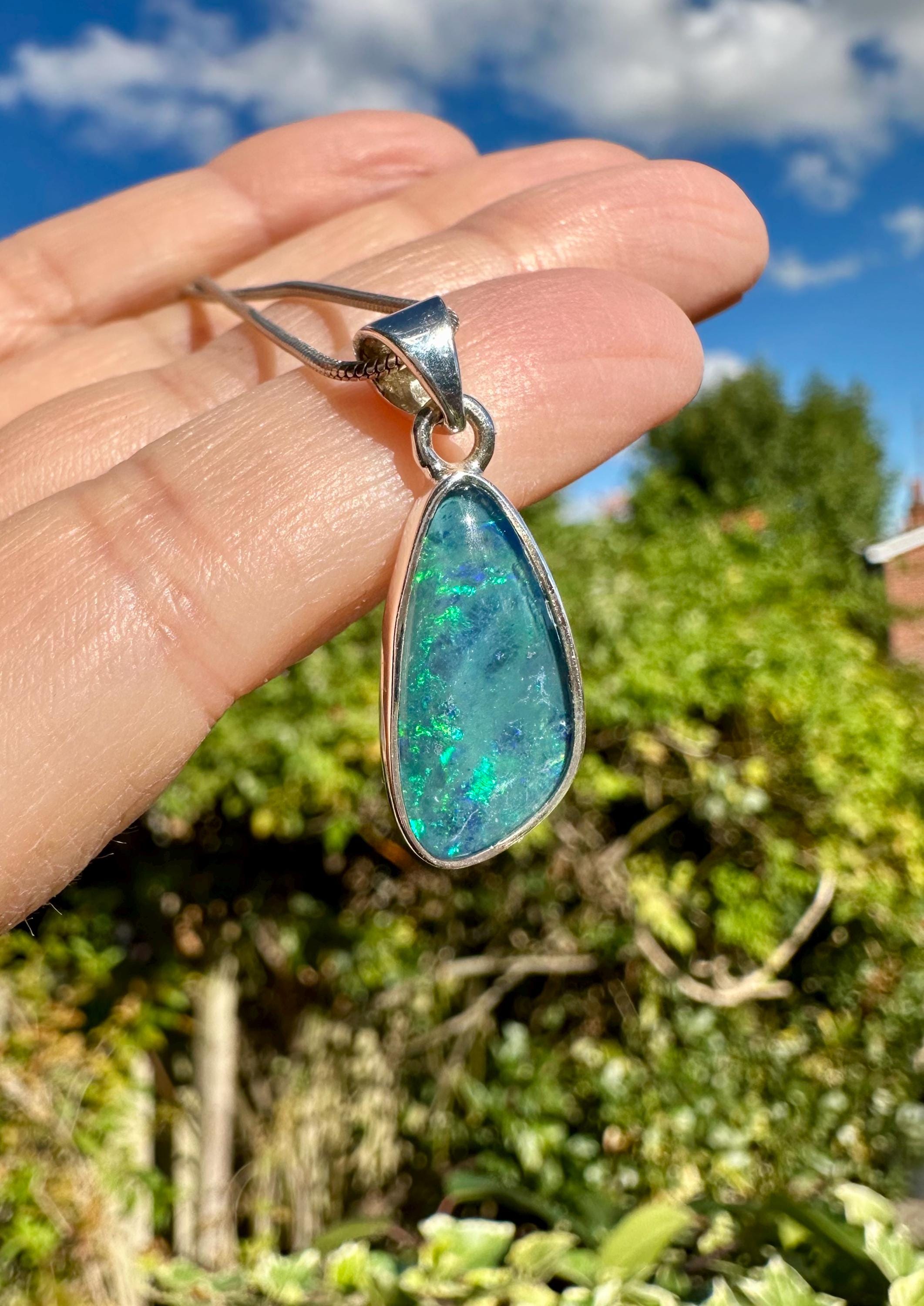 Natural Australian Pendant 19mm x 11mm Sterling Silver Handmade UK