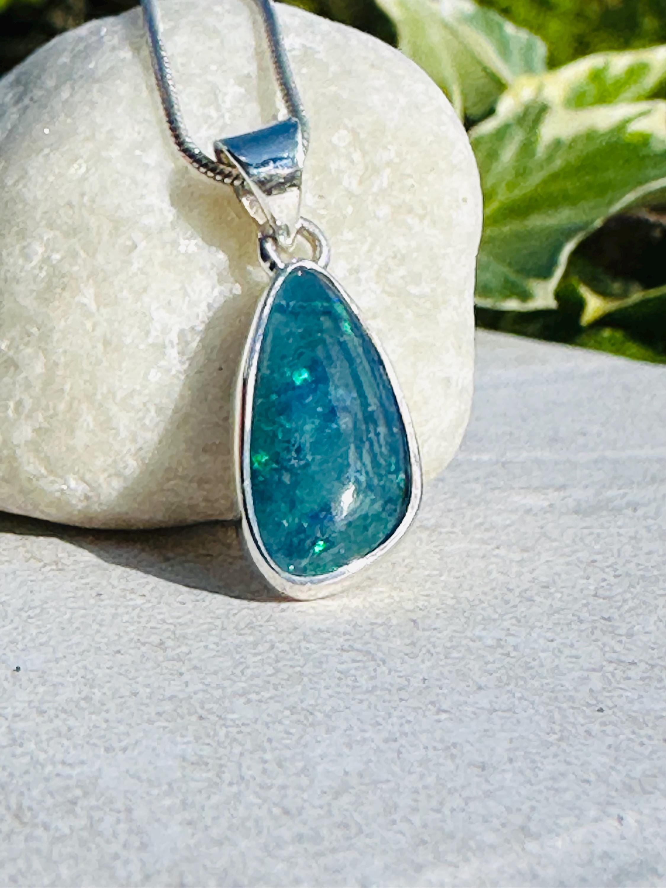 Natural Australian Pendant 19mm x 11mm Sterling Silver Handmade UK