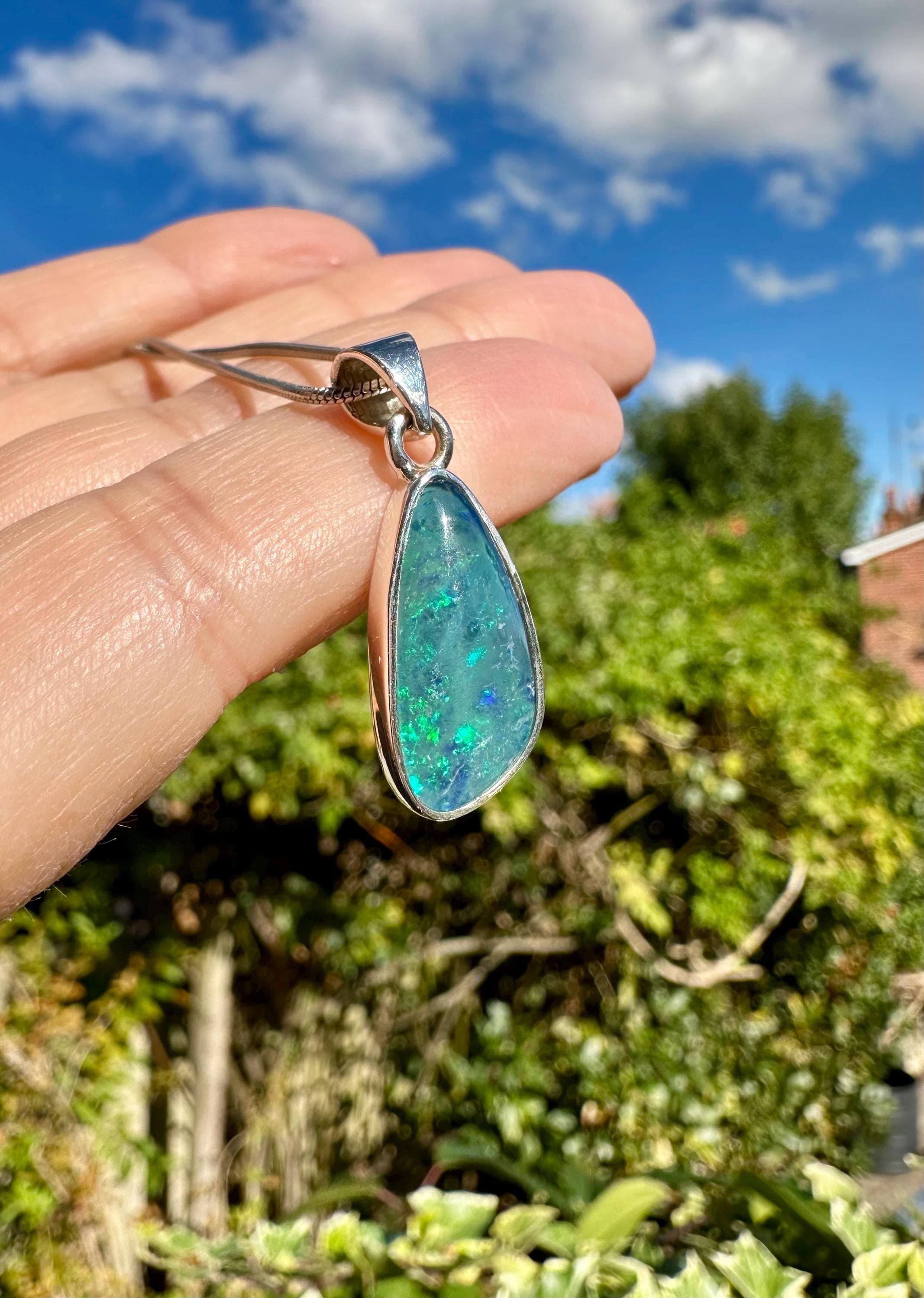 Natural Australian Pendant 19mm x 11mm Sterling Silver Handmade UK