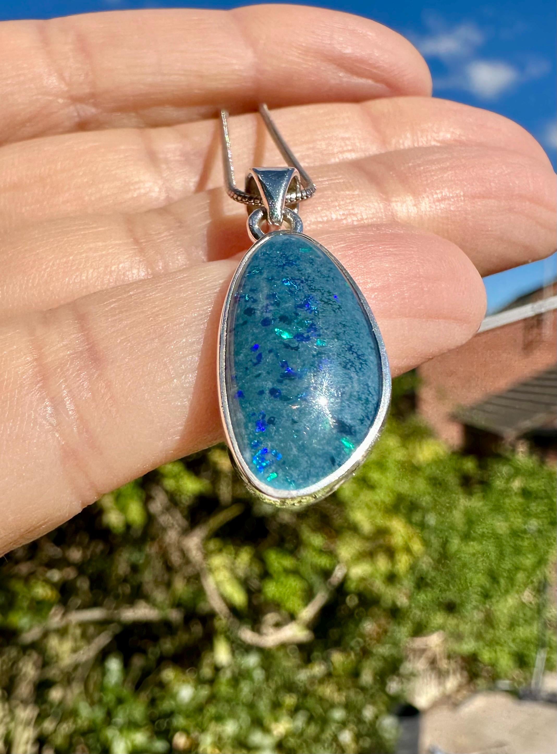 Natural Australian Pendant 21mm x 12mm Sterling Silver Handmade UK