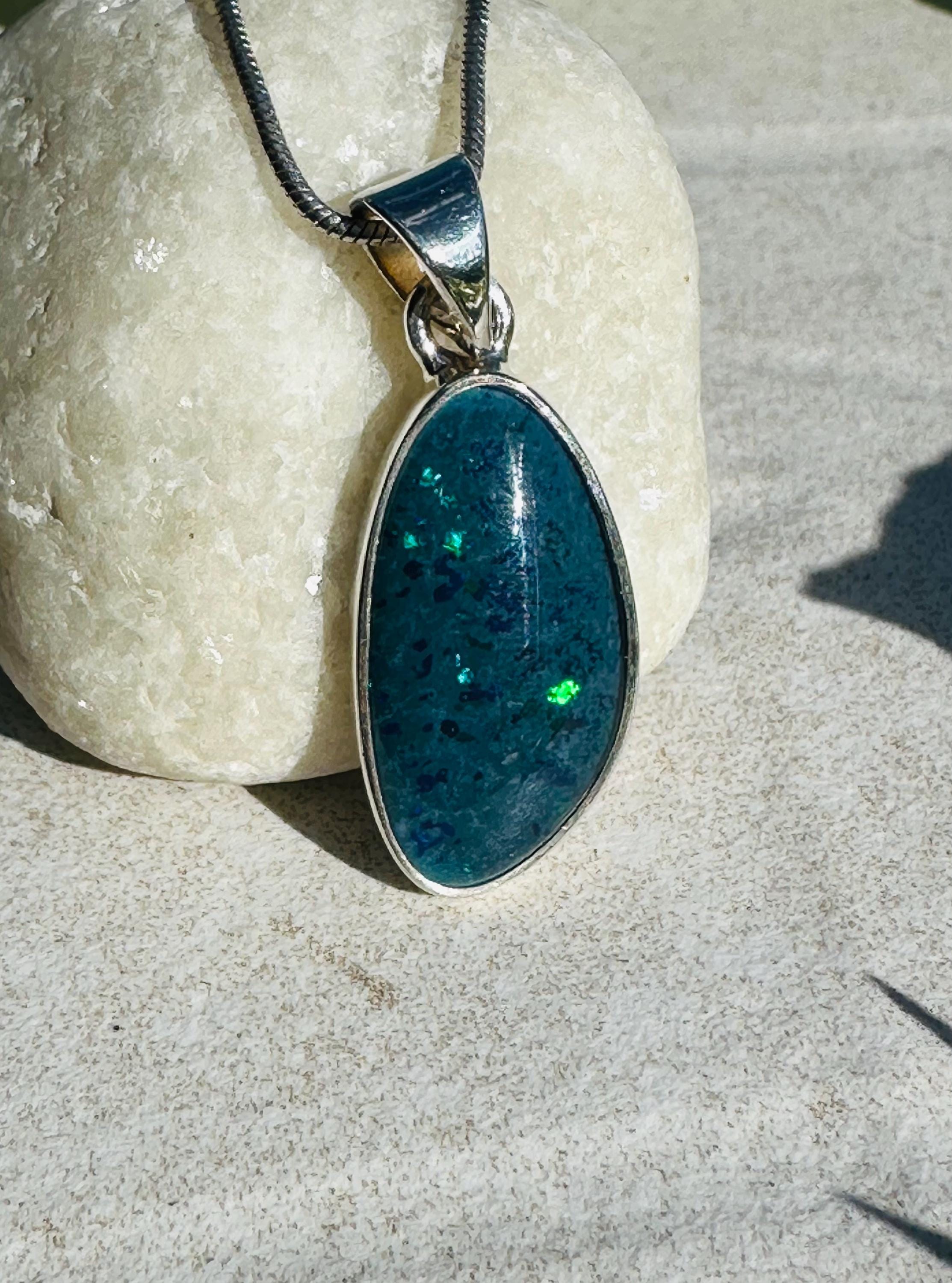 Natural Australian Pendant 21mm x 12mm Sterling Silver Handmade UK