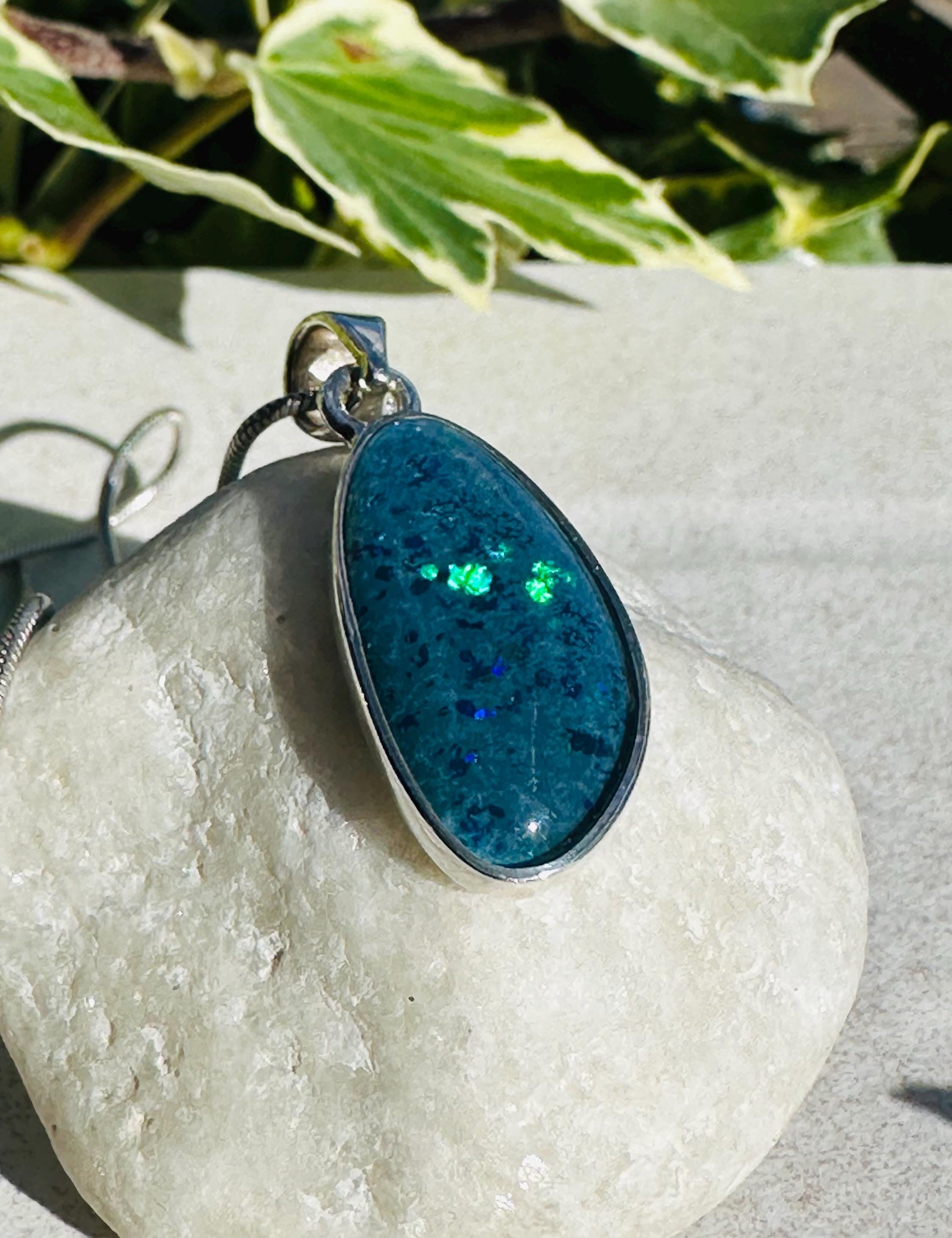 Natural Australian Pendant 21mm x 12mm Sterling Silver Handmade UK