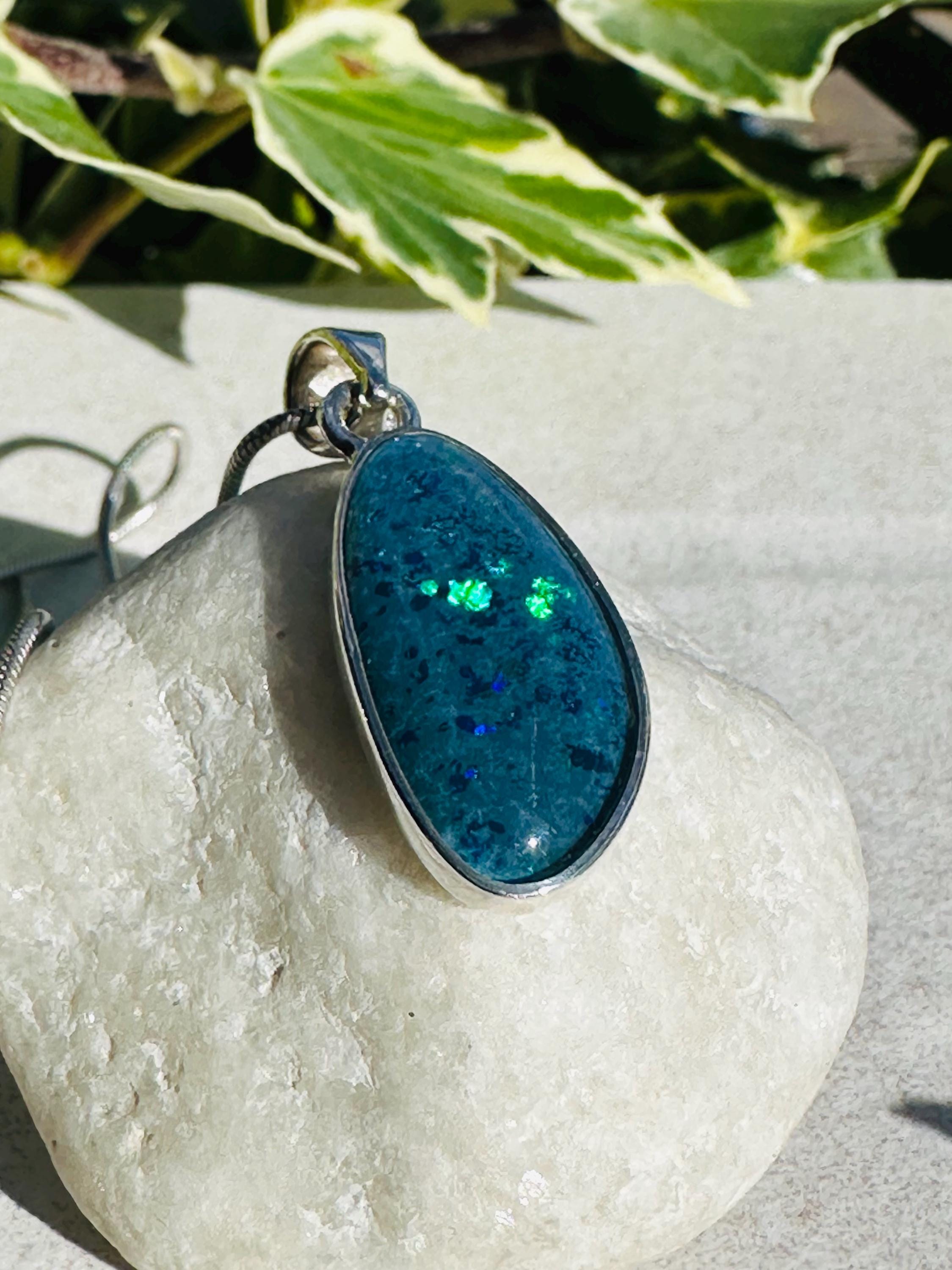 Natural Australian Pendant 21mm x 12mm Sterling Silver Handmade UK