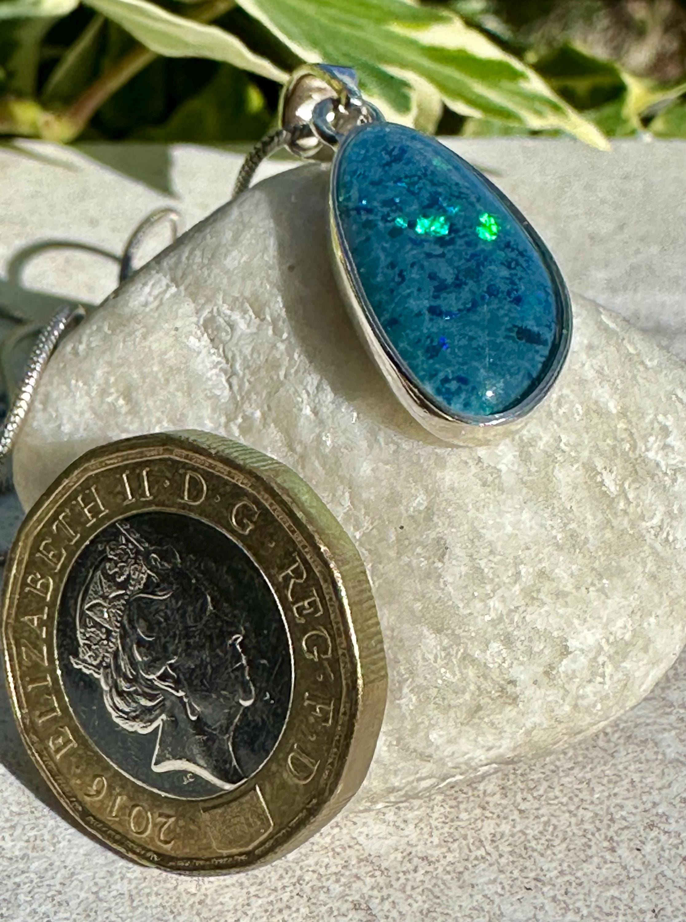 Natural Australian Pendant 21mm x 12mm Sterling Silver Handmade UK