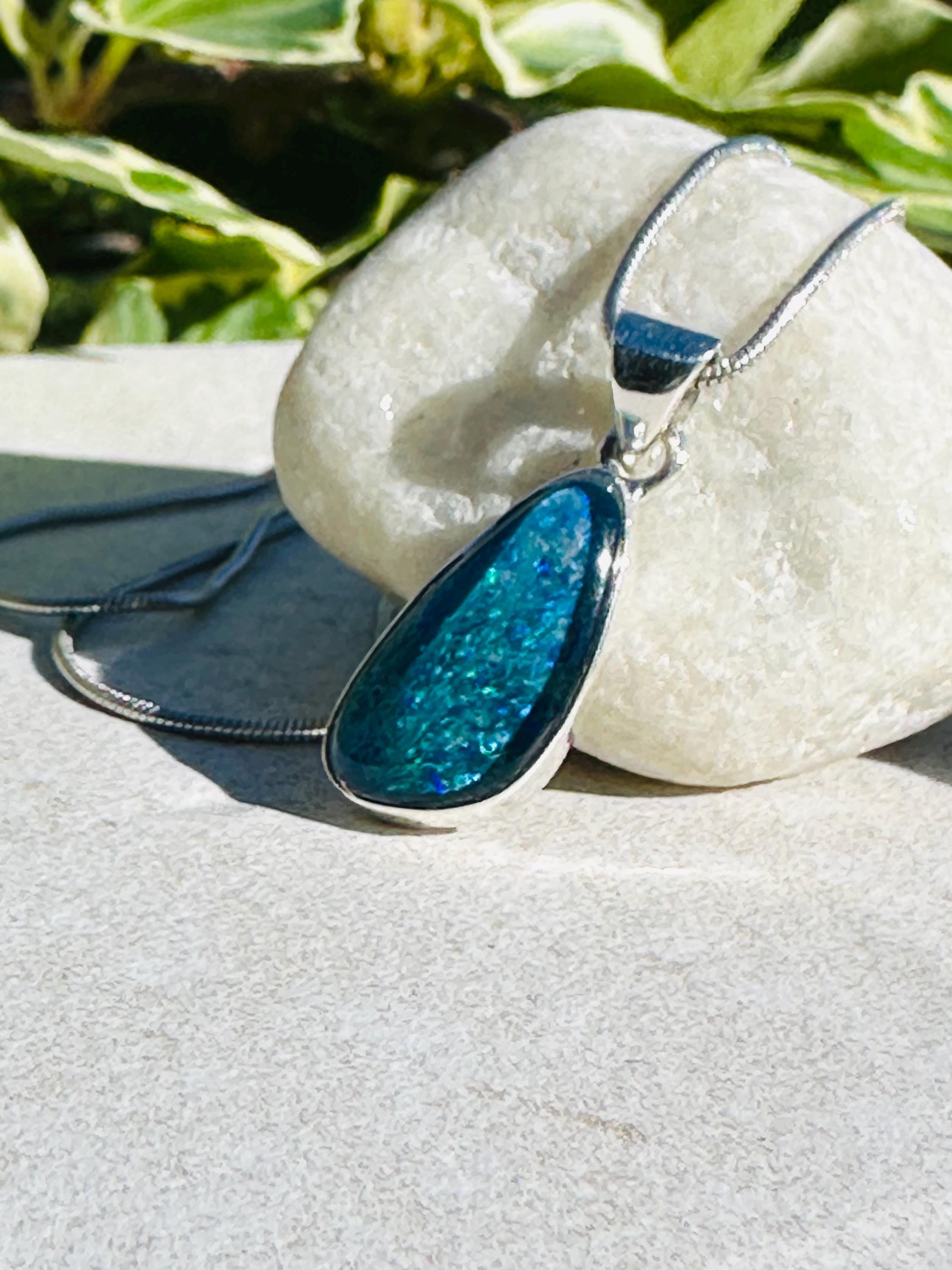 Natural Australian Pendant 18mm x 10mm Sterling Silver Handmade UK gift