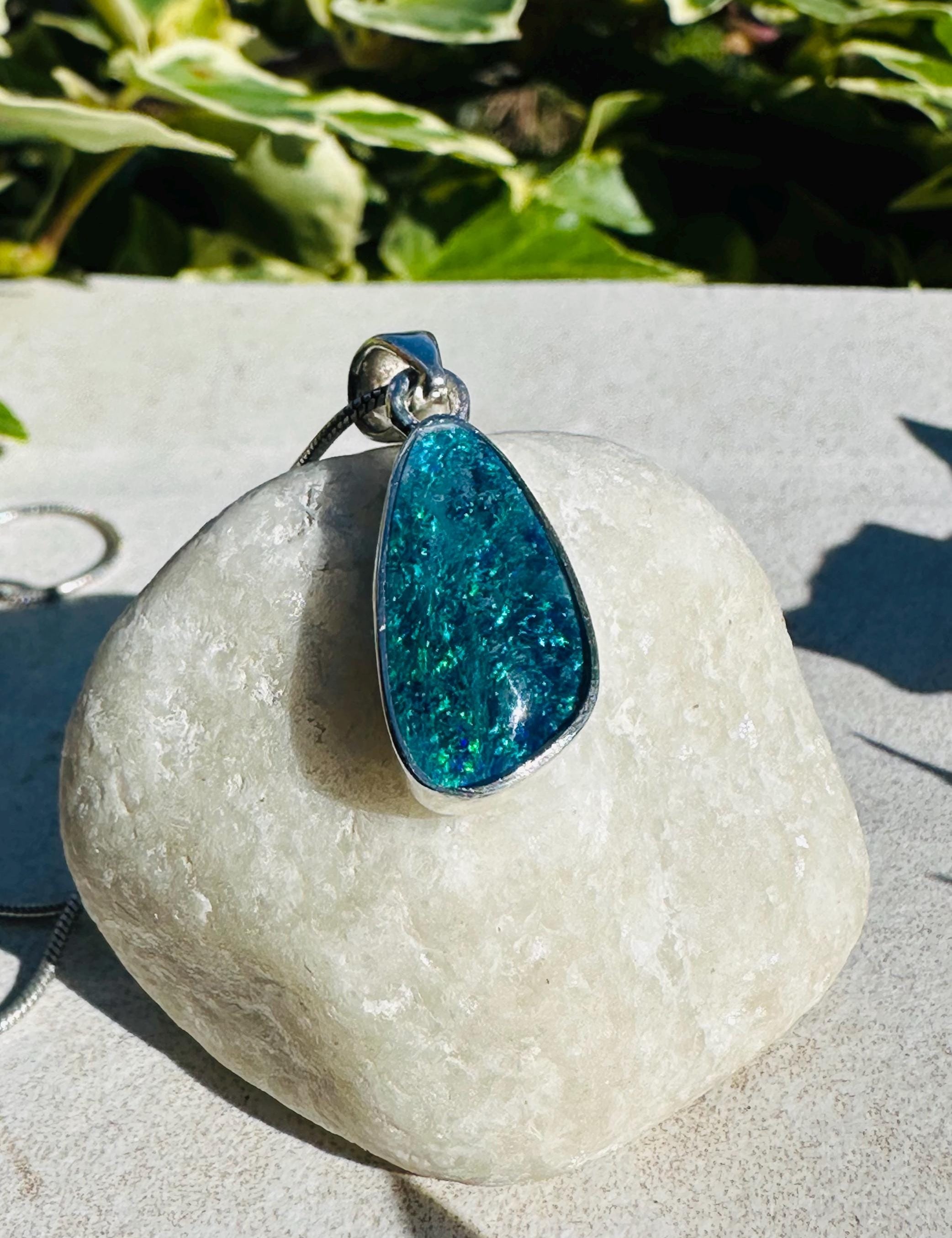 Natural Australian Pendant 18mm x 10mm Sterling Silver Handmade UK gift