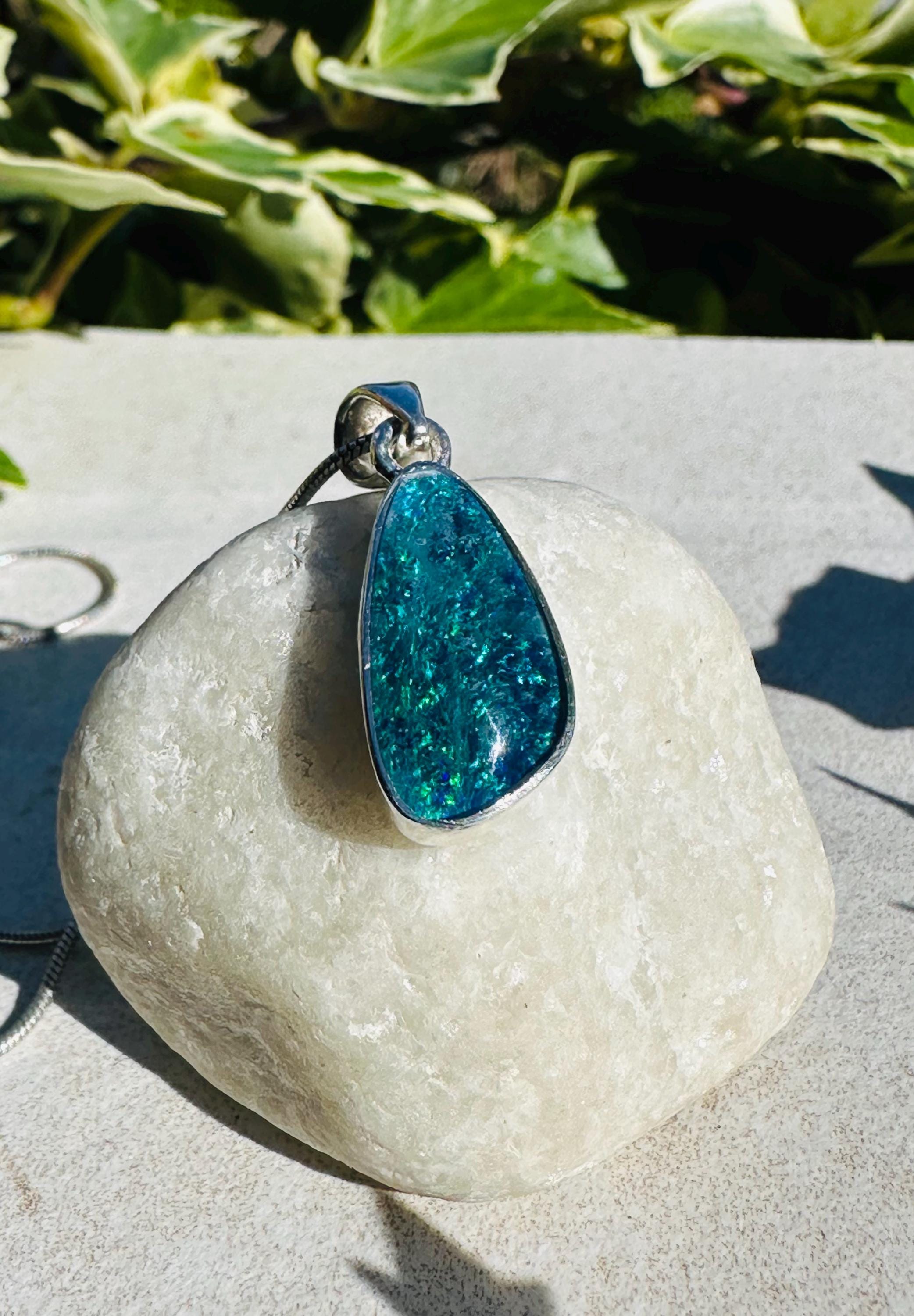 Natural Australian Pendant 18mm x 10mm Sterling Silver Handmade UK gift