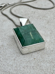 Emerald and Sterling Silver Pendant