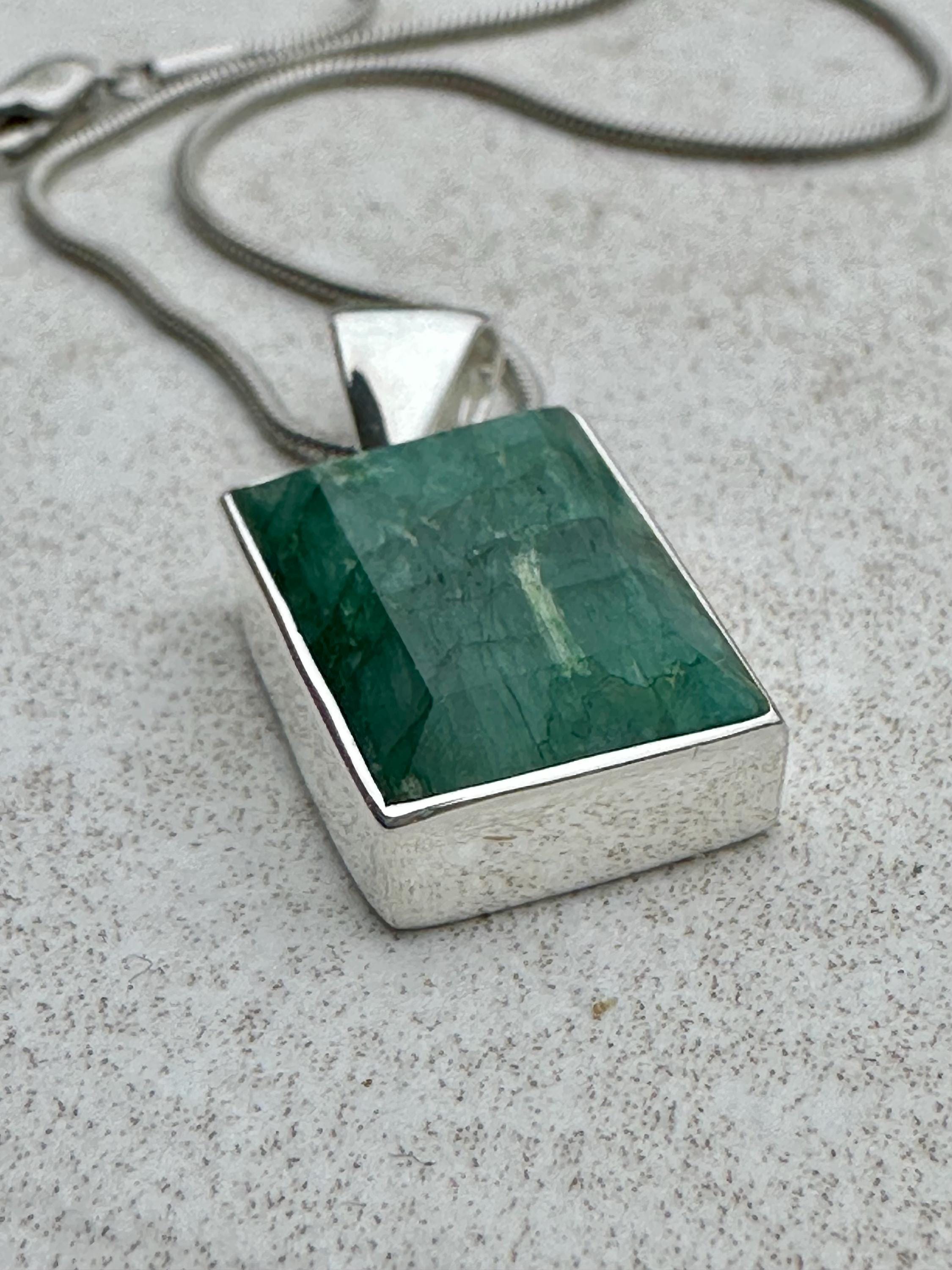 Emerald and Sterling Silver Pendant